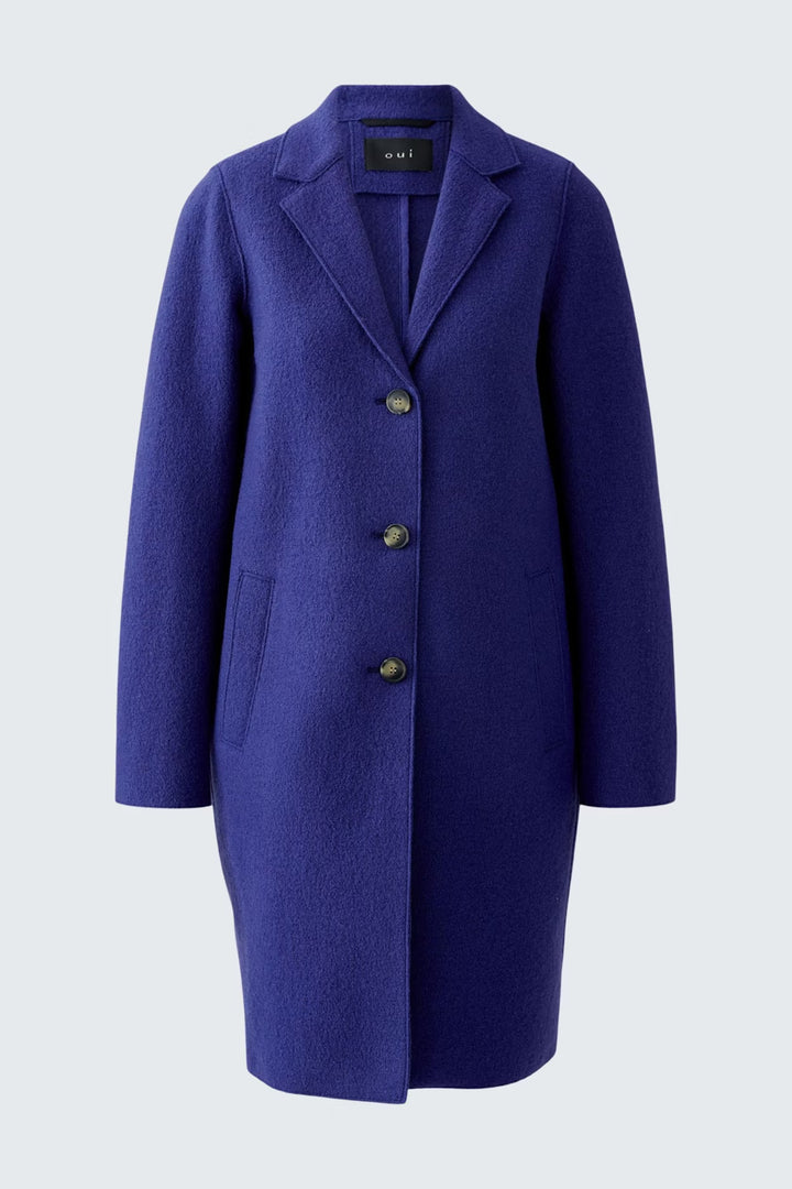 Oui Mayson Boiled Wool Coat In Blue Ribbon