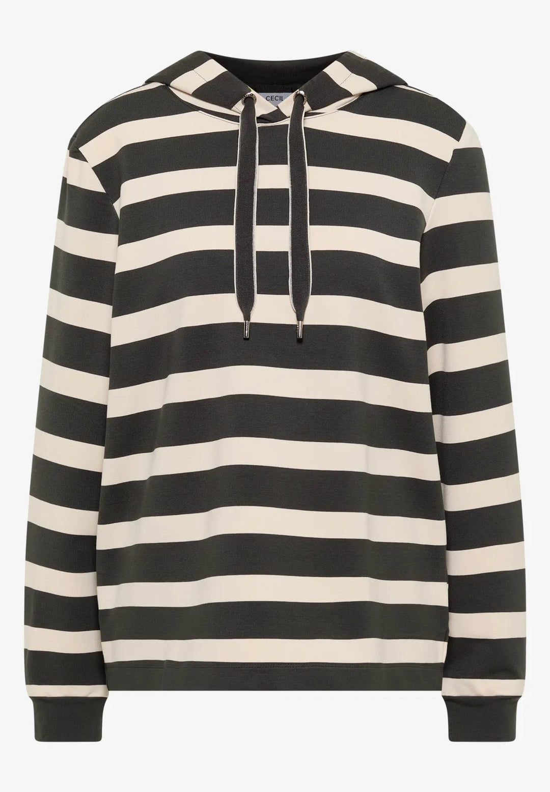 Cecil Striped Hoodie In Raw Khaki