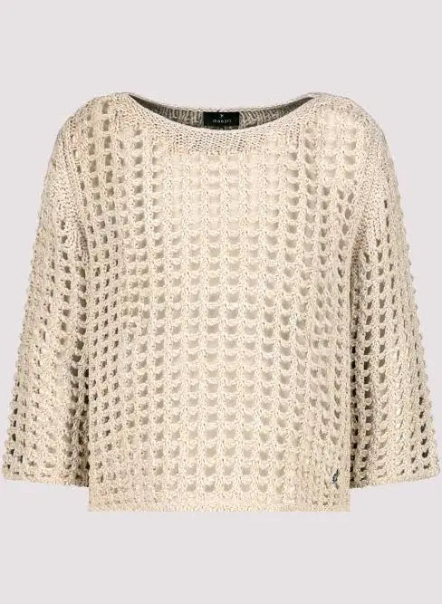 Monari  Net Jumper In Lurex Camel
