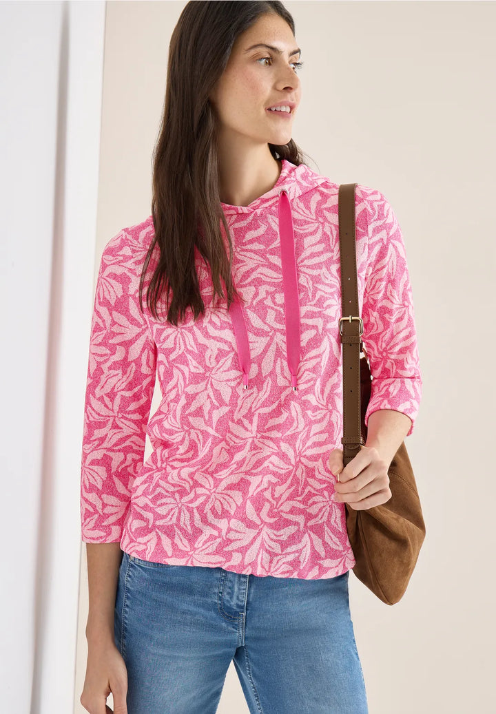 Cecil floral print hoodie In beetroot pink