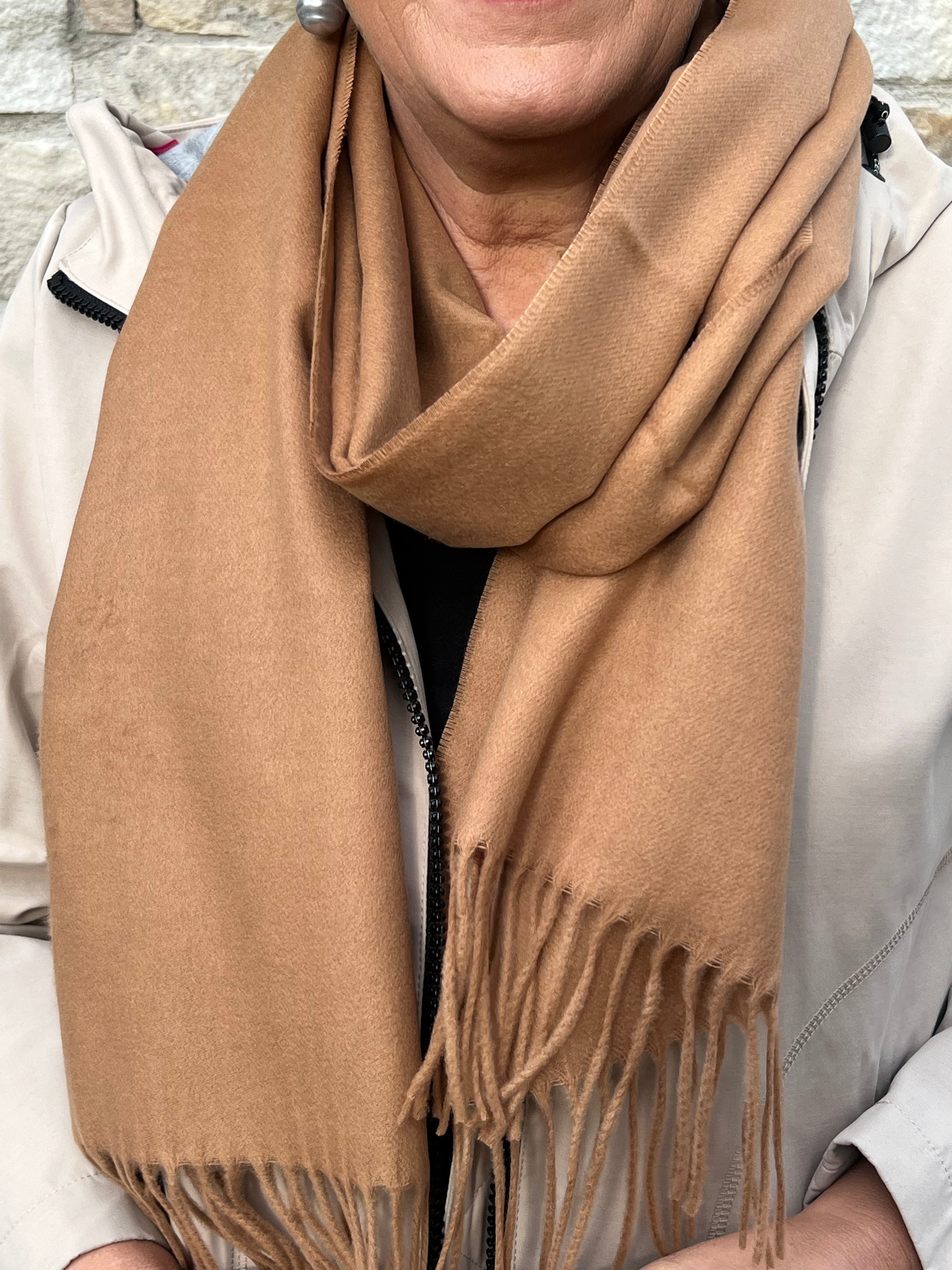 Cashmink plain Scarf In Camel