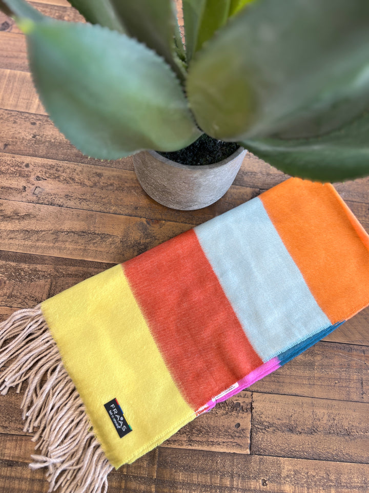 Cashmink Striped Patterned Scarf In Multicoloured