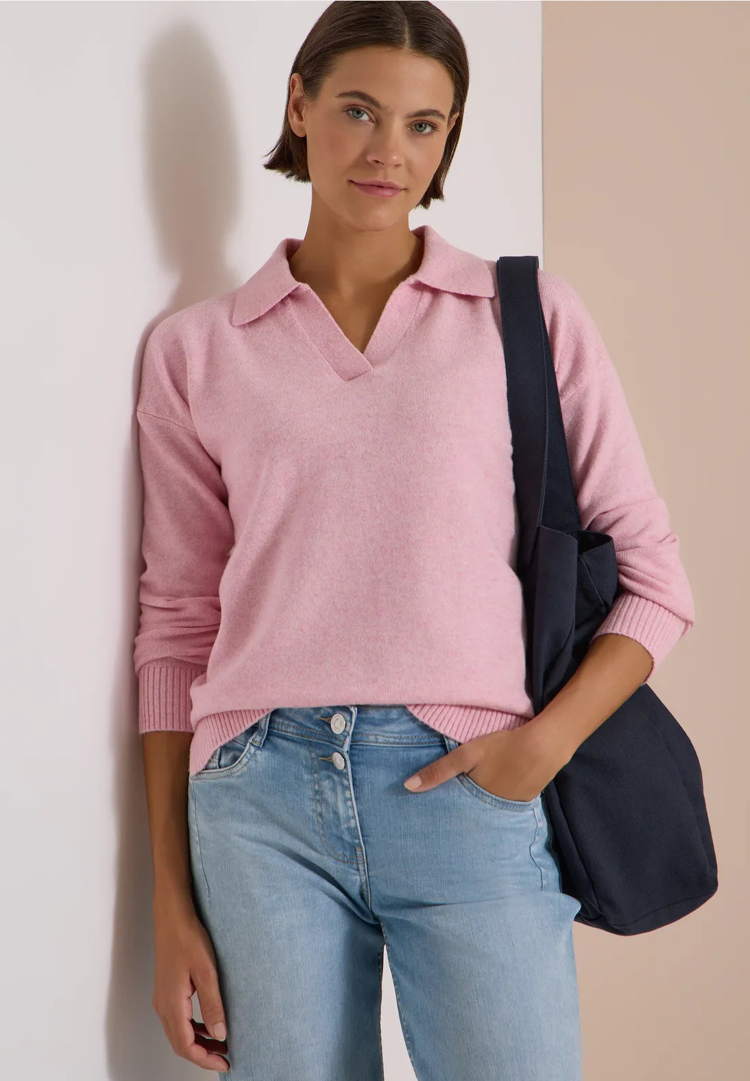 Cosy polo sweatshirt in mellow rose