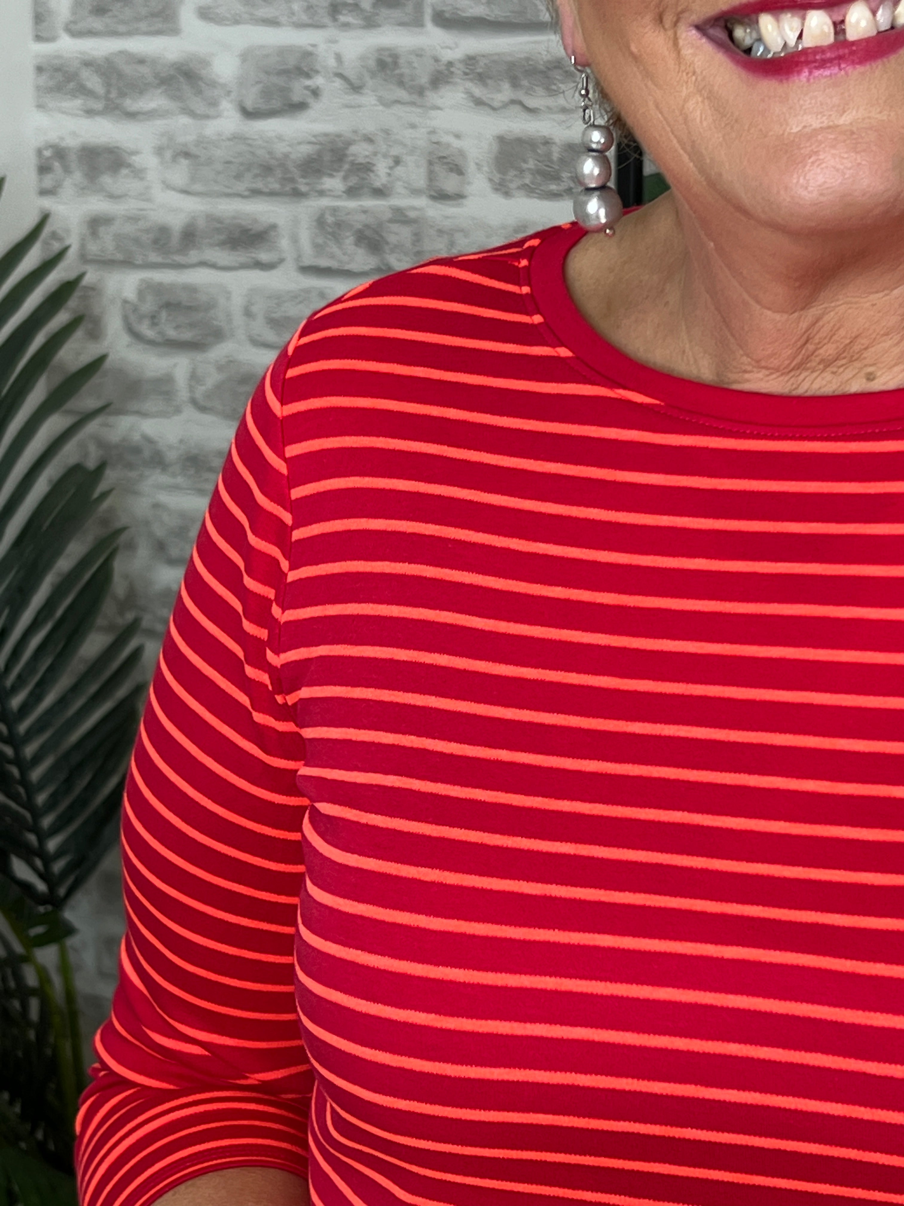 Cecil Striped Top In Granita Red