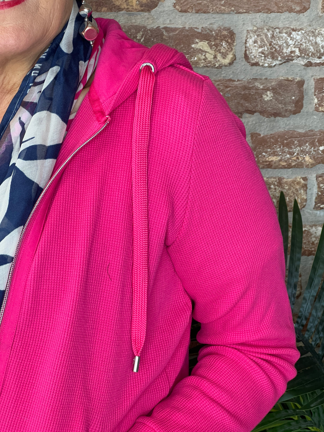 Cecil Ribbed Hooded Jacket In beetroot pink
