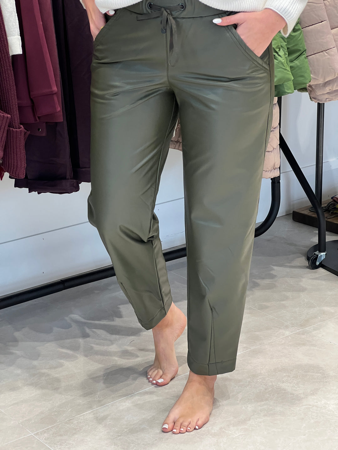 Stehmann Rhonda Pleather Trousers In Forest