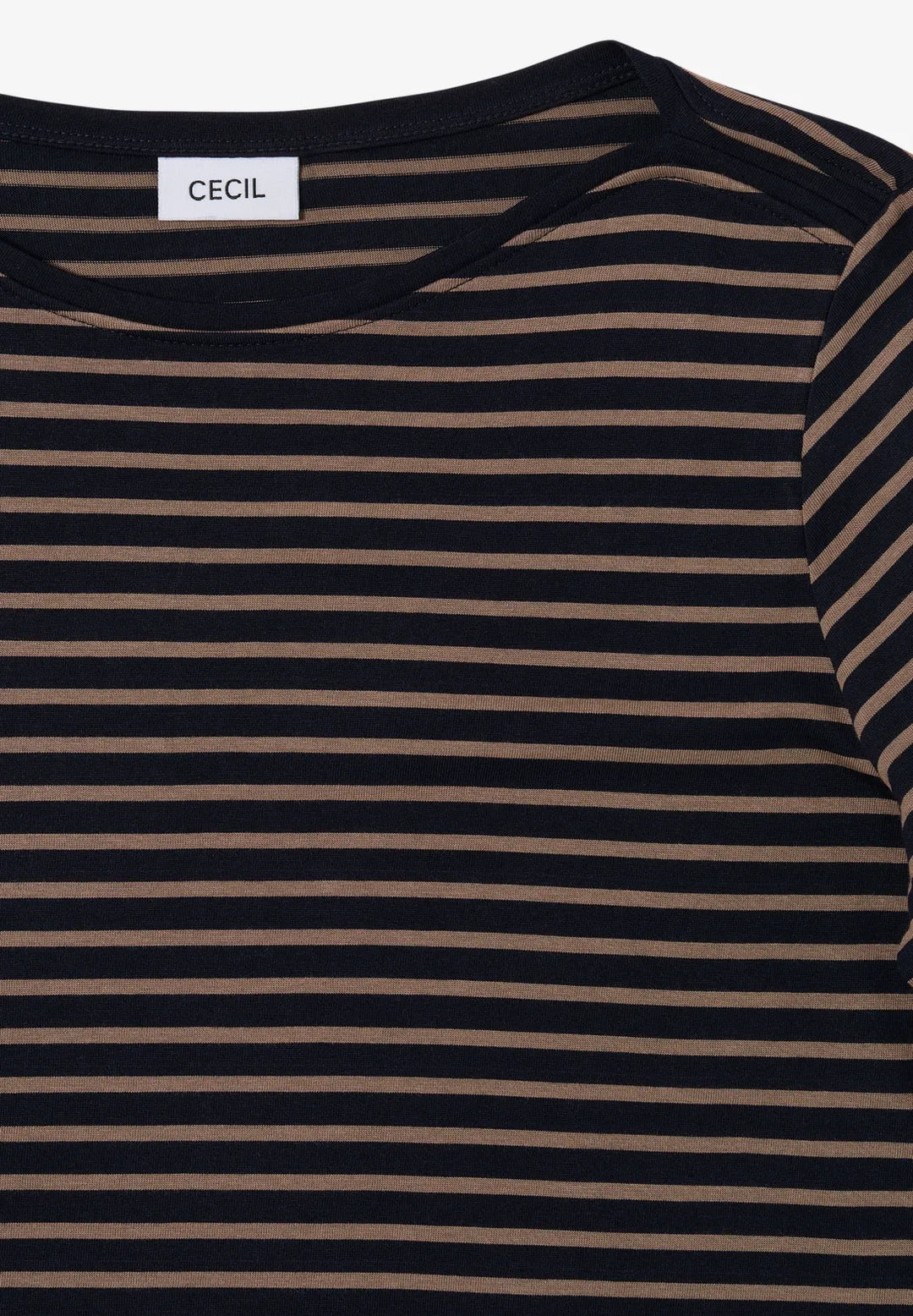 Cecil Basic Striped Top In Navy & Taupe