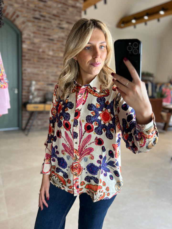 Culture Floral Shirt In Blue & Pink