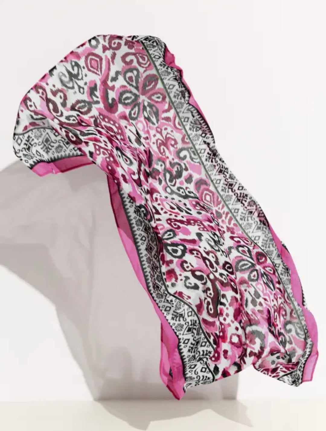 Cecil 2-in-1 Printed Scarf & Pouch In Bloomy Pink
