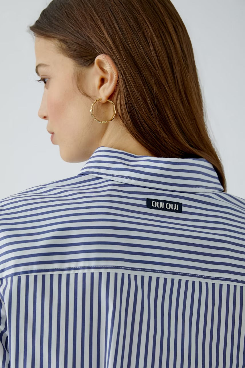 Striped shirt blouse in white & blue