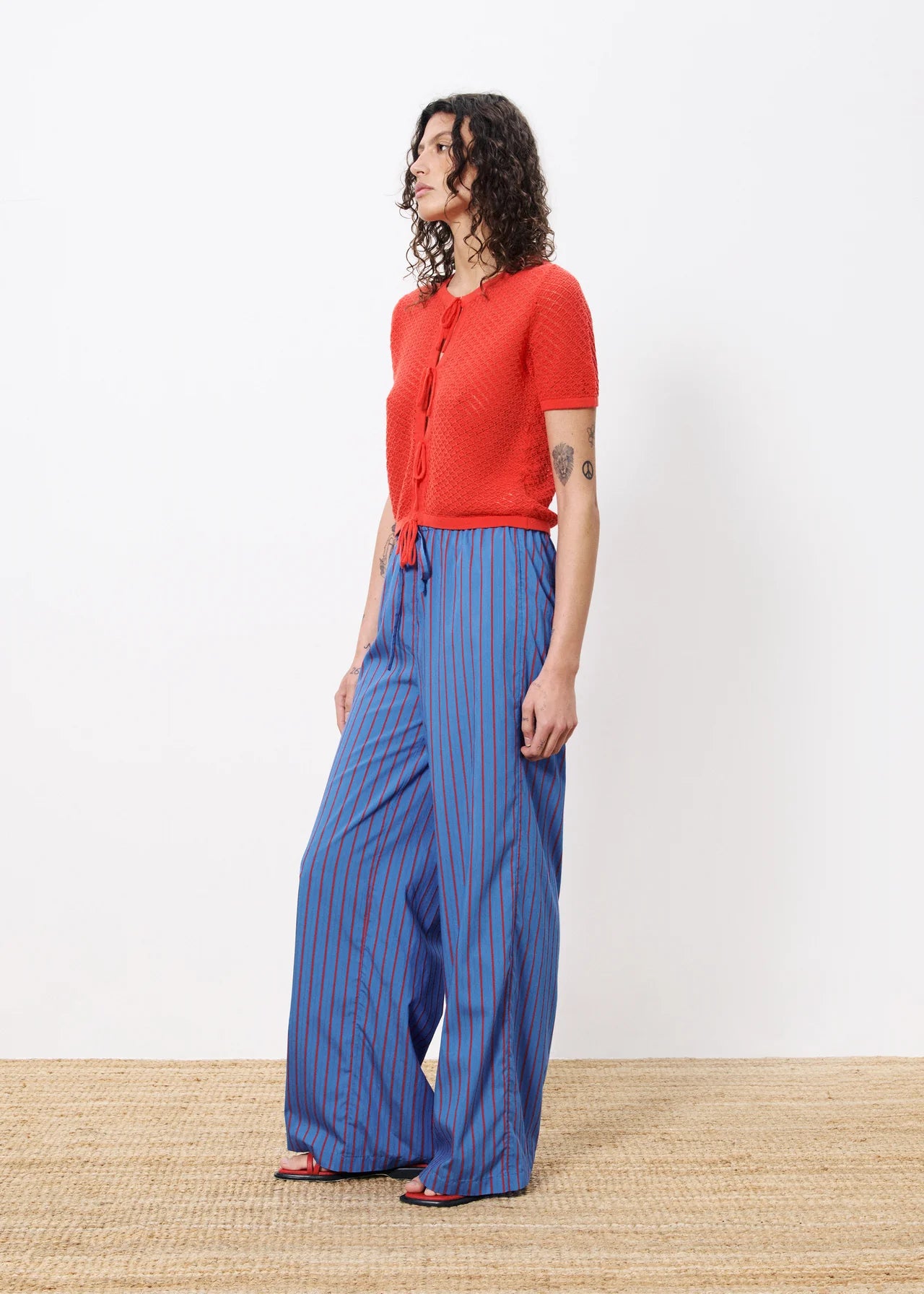 FRNCH Edeline Striped Trousers In Electric Blue