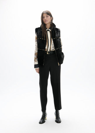Metallic detail vest in brown