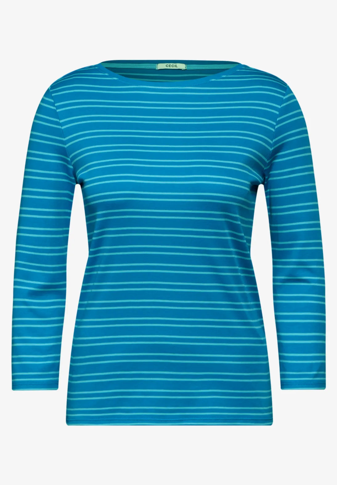 Cecil Two Tone Striped Top In Dynamic Aqua