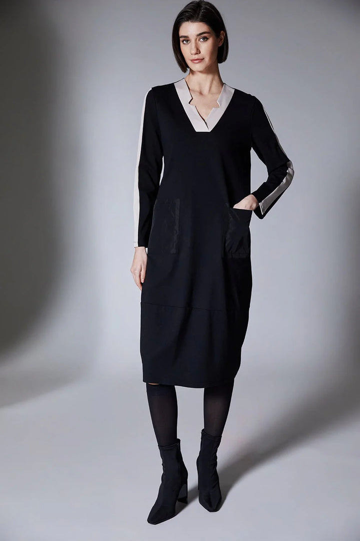 Peruzzi Side Striped Dress In Black