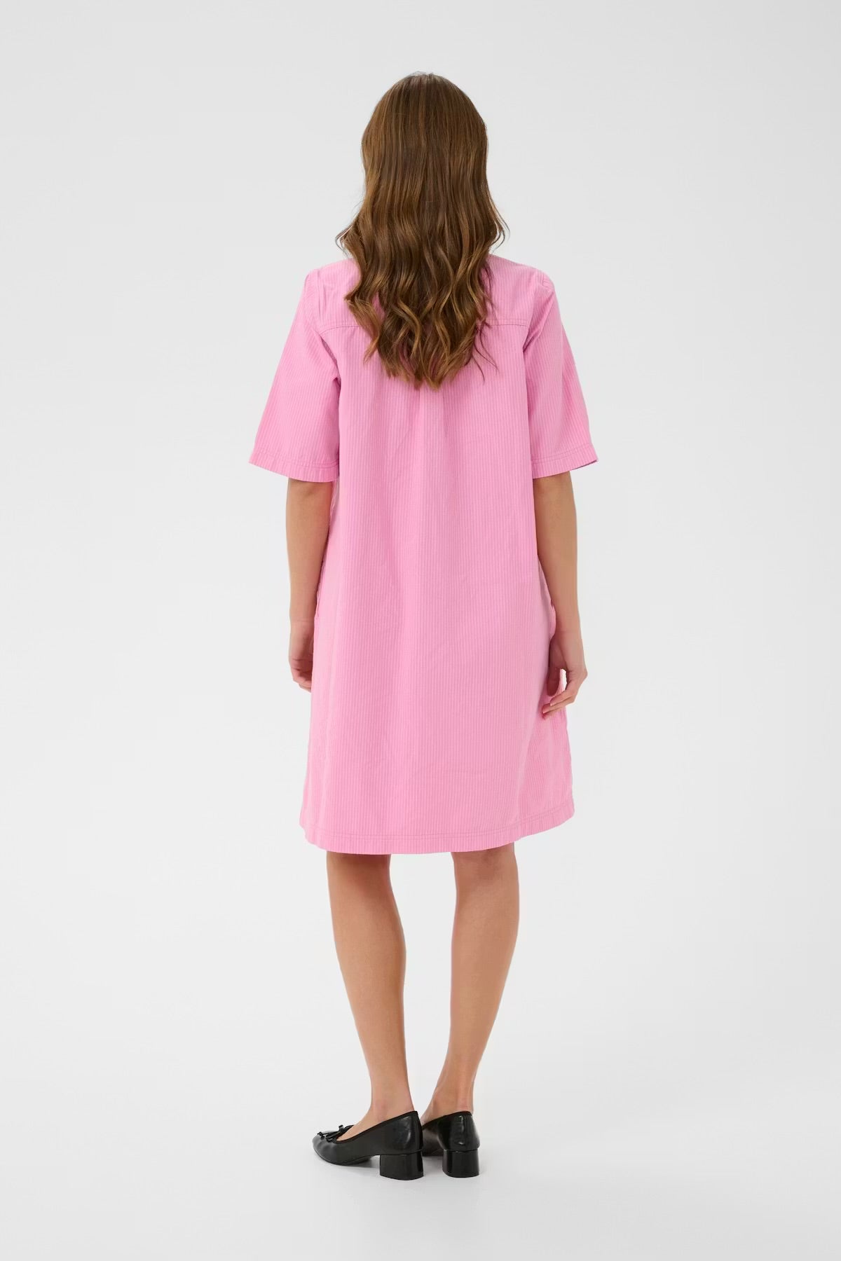 Culture Striped Denim Dress In Pink & White