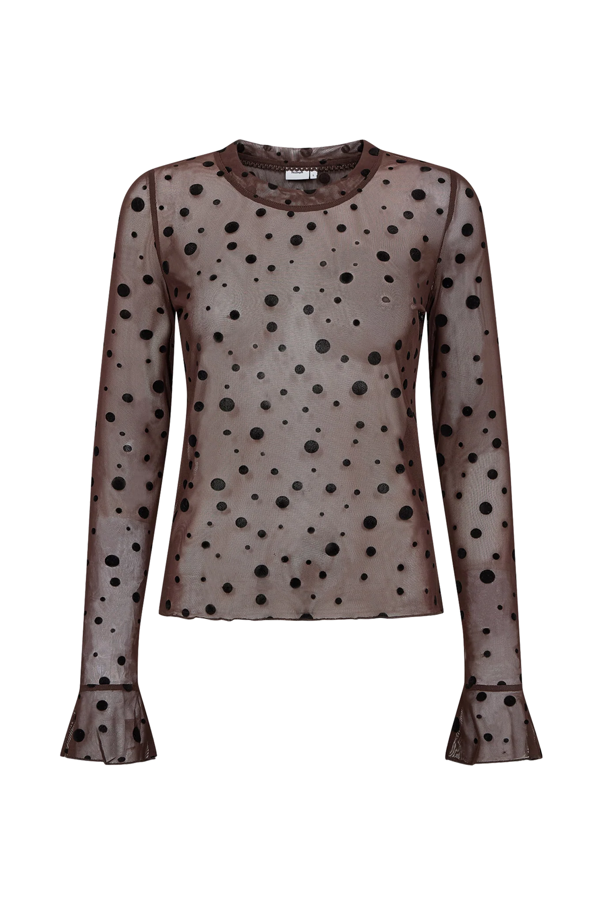 Nuevita spot mesh top in chocolate plum