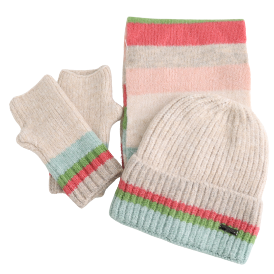 Sophie Hat, Gloves & Scarf Set In Pink