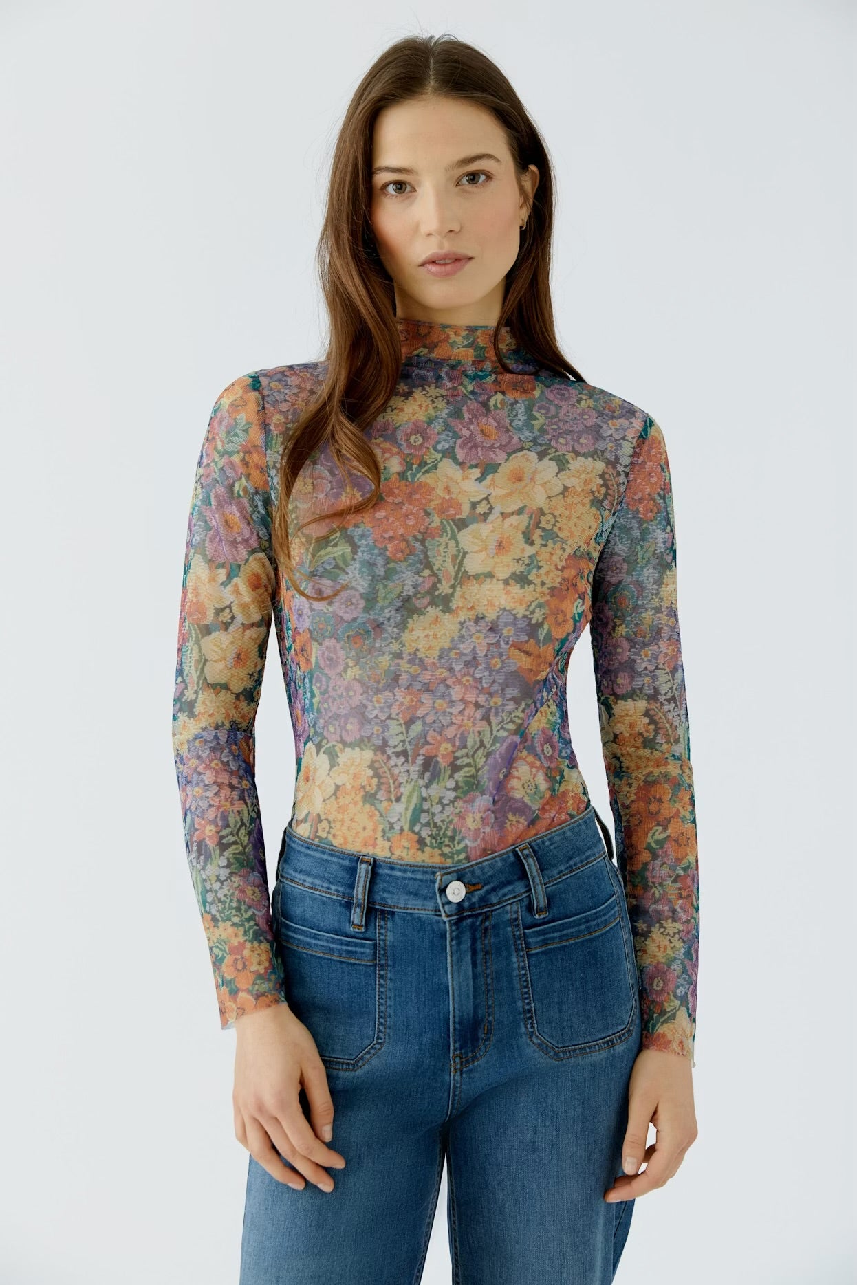 Oui Long sleeve top In Lilac yellow