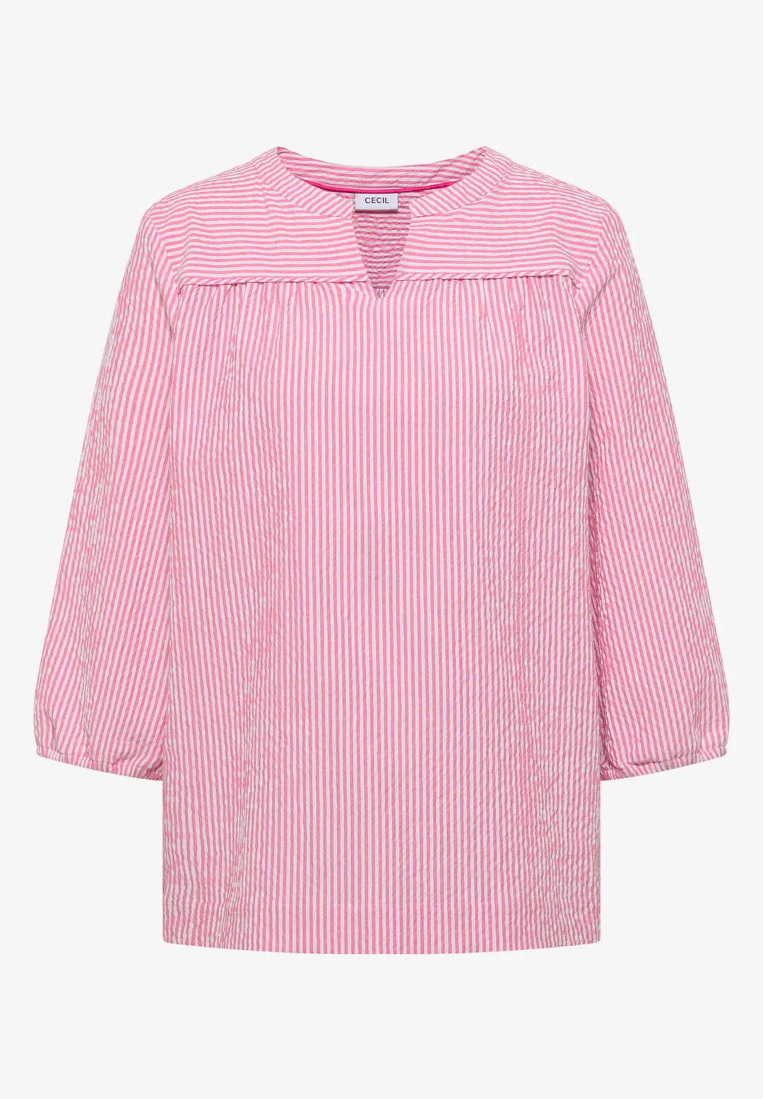 Cecil seersucker Striped Blouse In beetroot pink