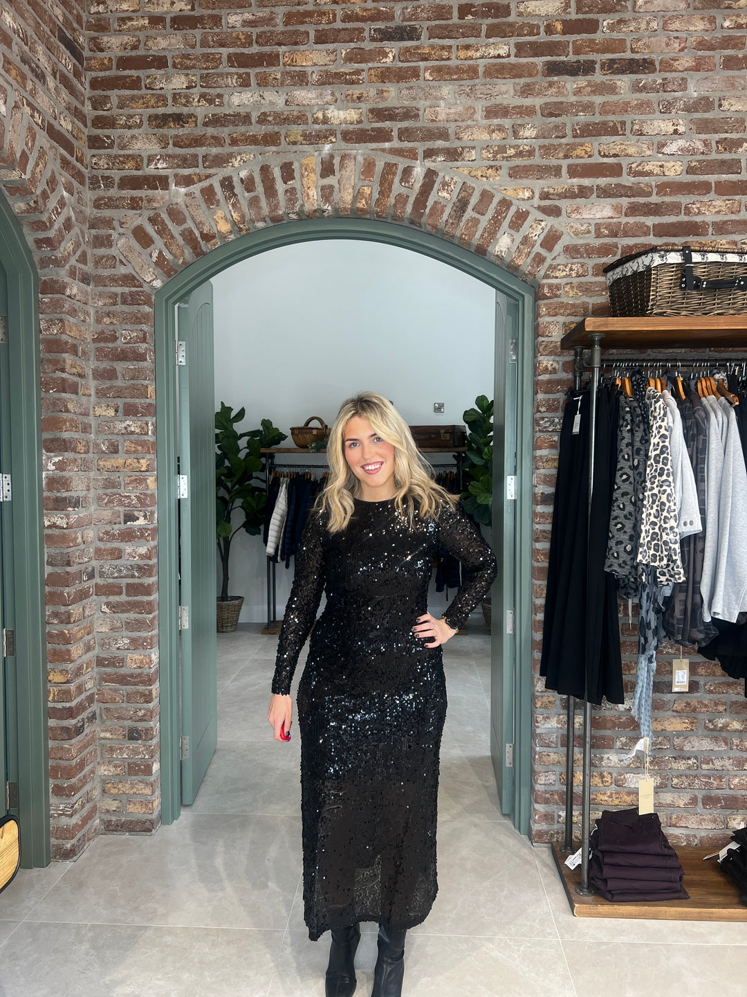 Saint Tropez Sparkle Long Dress In Black