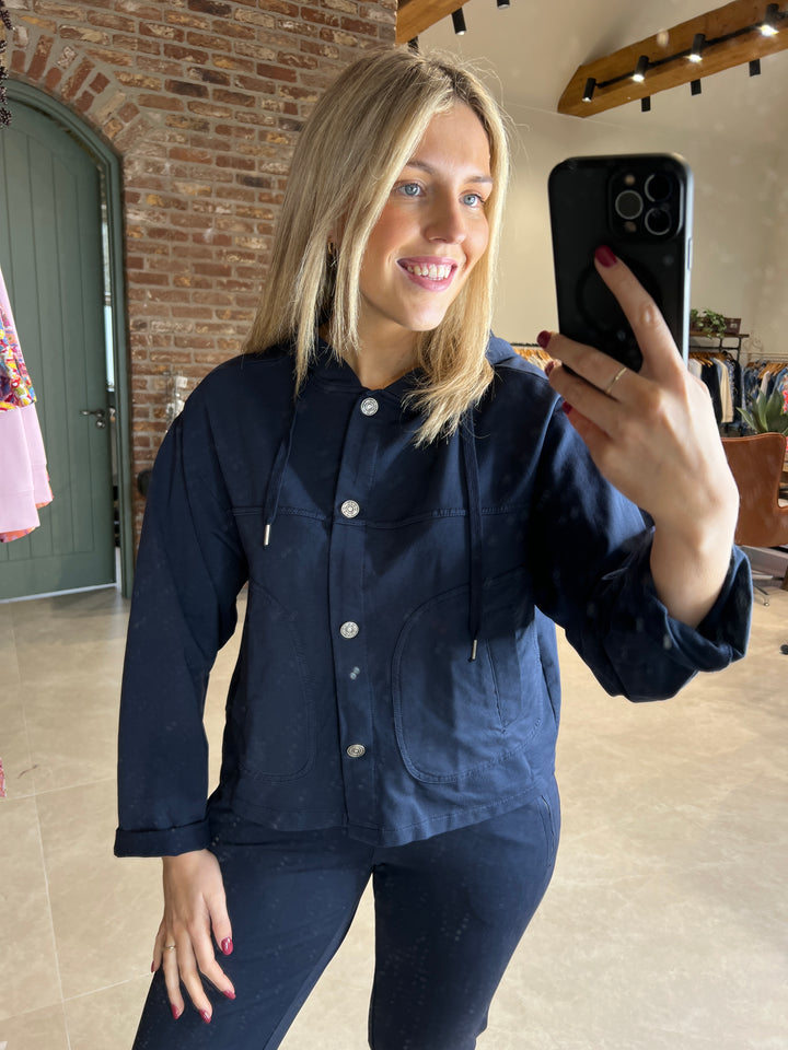 Deck By Decollage Hooded Jacket In Navy