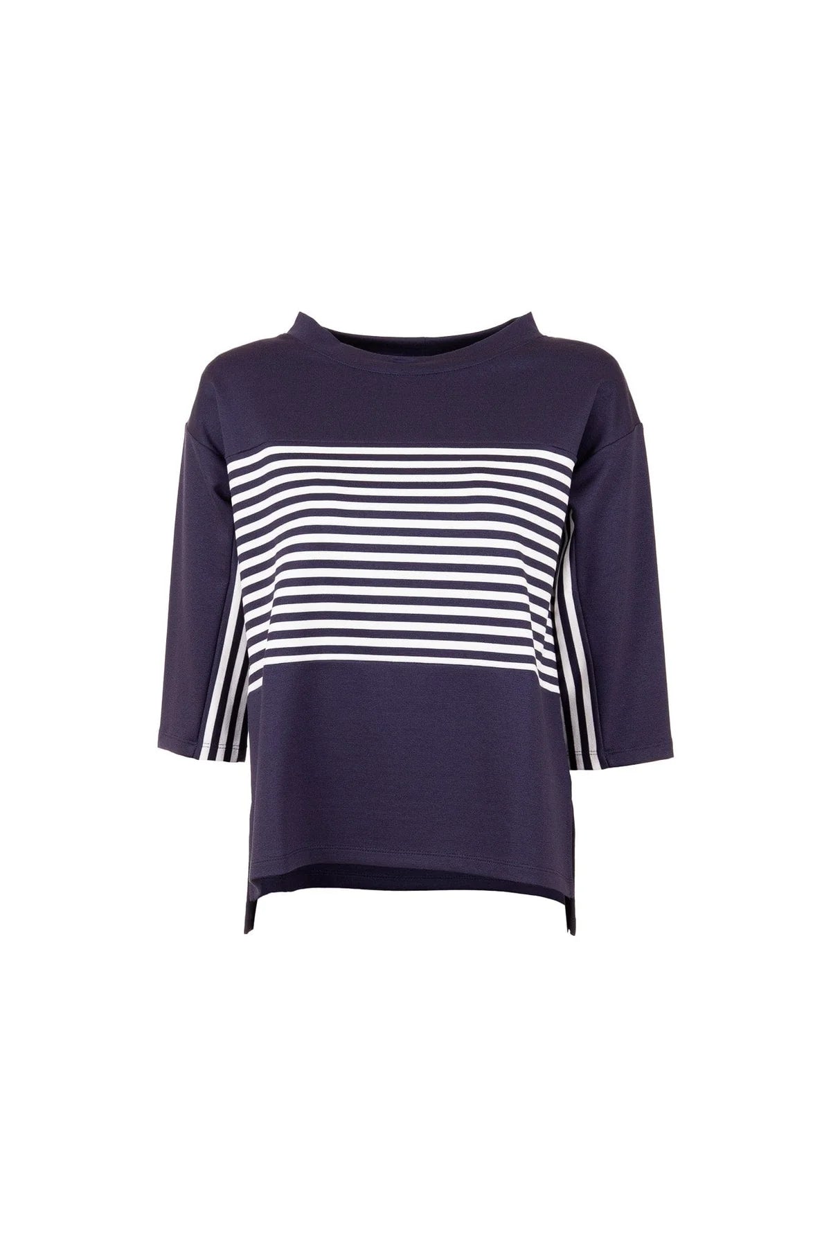 Peruzzi Continous Stripe Top In Navy Multi