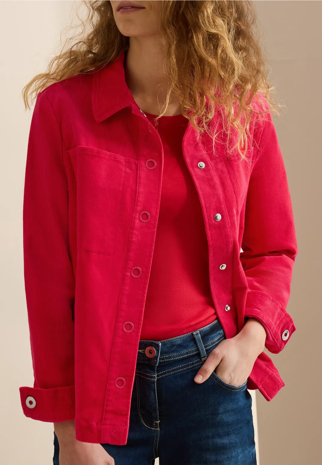 Cecil Cord Overshirt In Granita Red