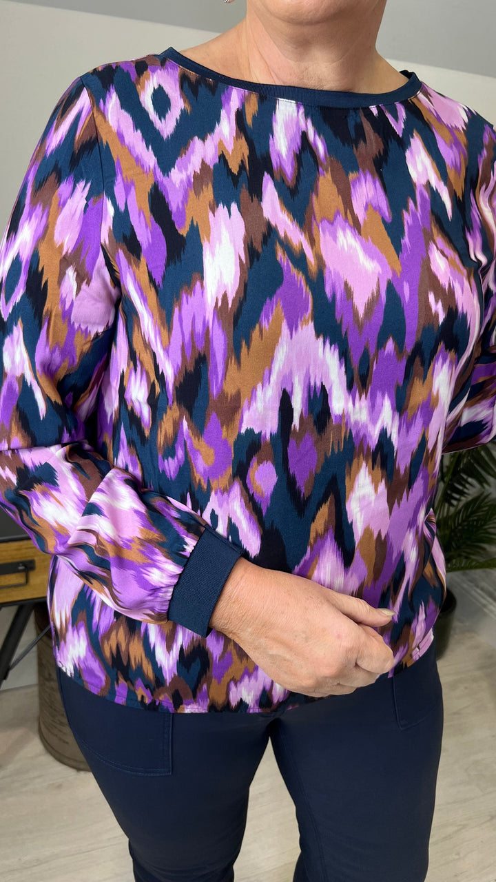 Street One Printed Blouse In Deep Pure Lilac