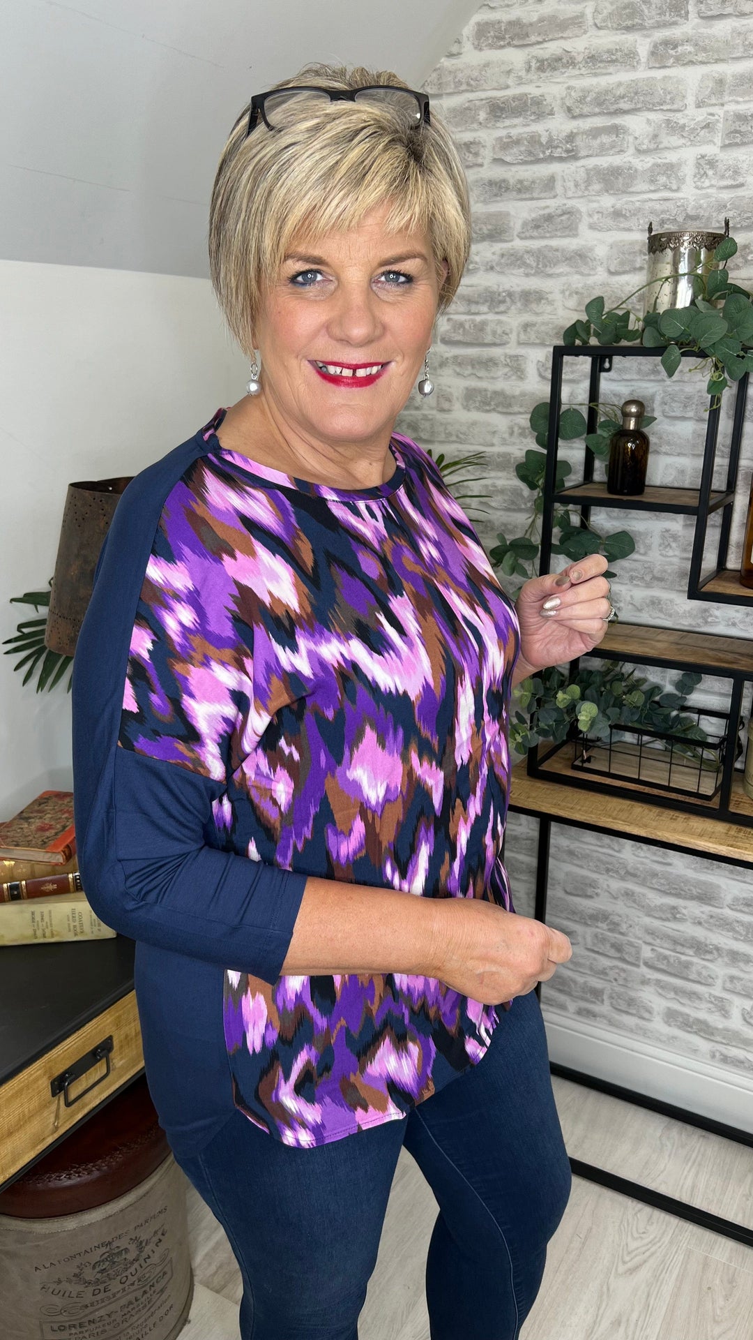 Street One Printed Top In Deep Pure Lilac