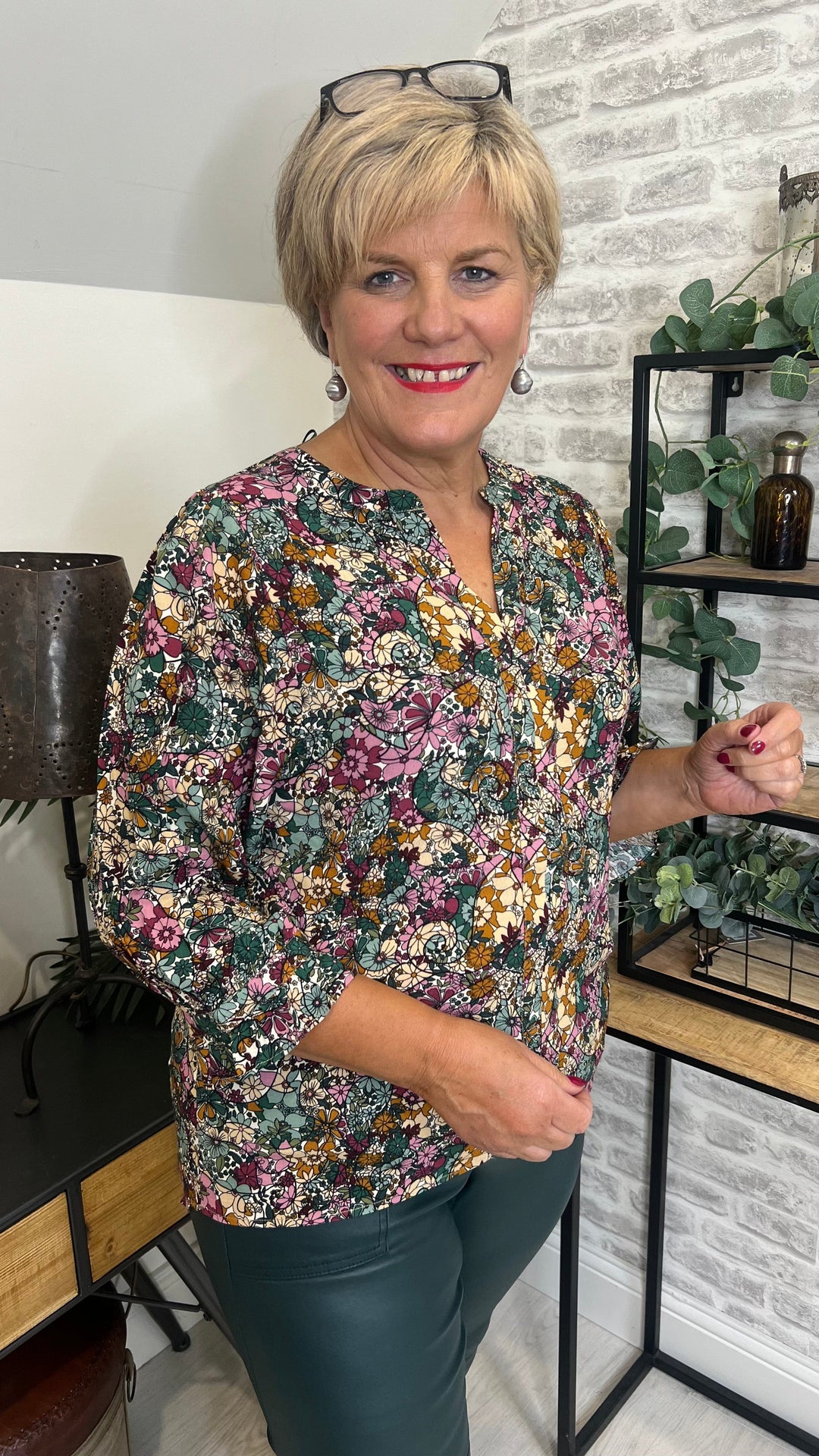 Soya Concept Tasia Blouse In Dark Green Multi