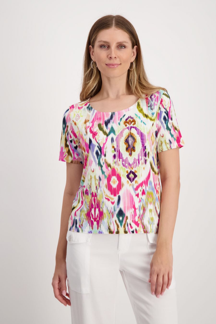 Monari T-shirt With Tropical Print In Pink
