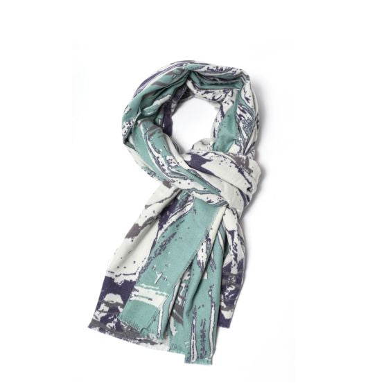 Amelia Marble Print Scarf In Green