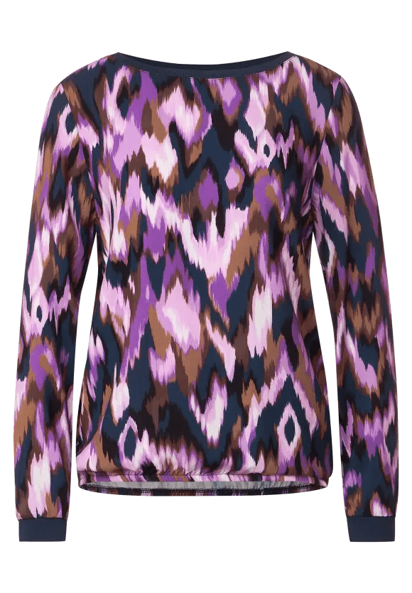 Street One Printed Blouse In Deep Pure Lilac
