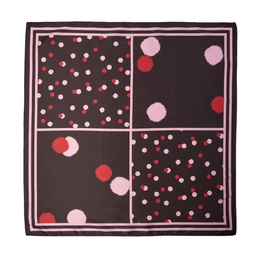 Nuluis satin spot scarf in brown & Red multi