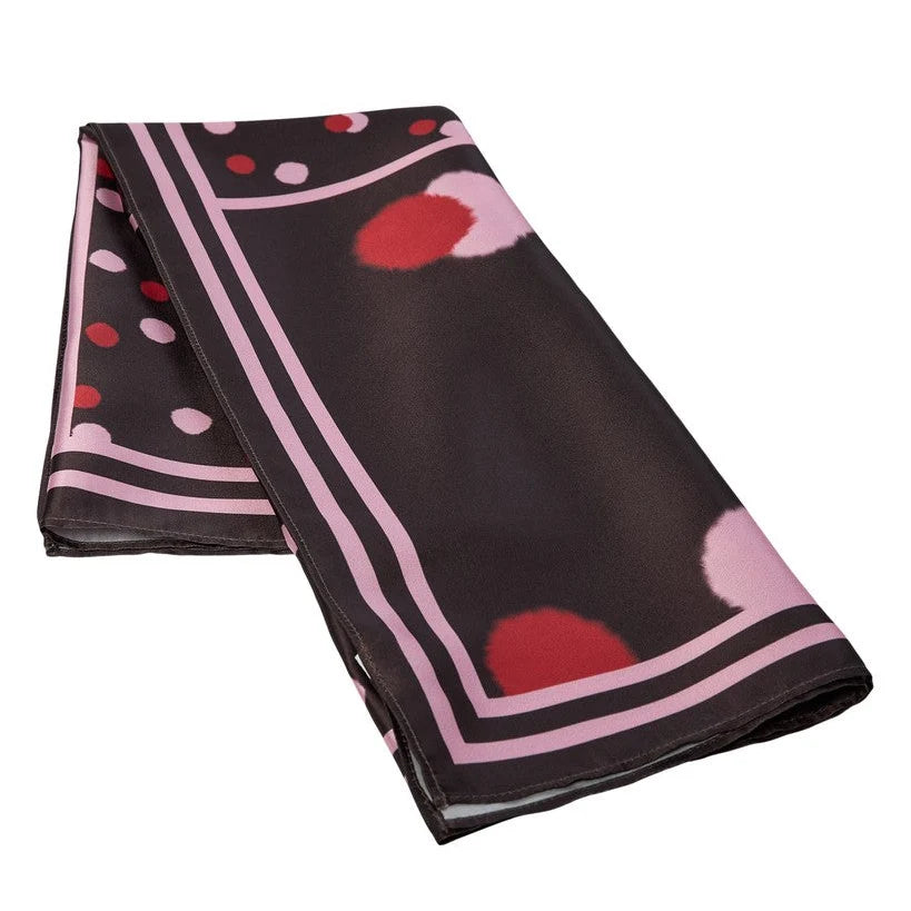 Nuluis satin spot scarf in brown & Red multi