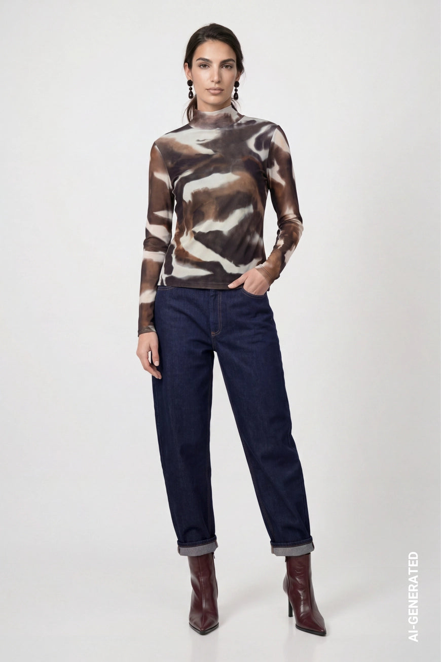 Chocolate pattern top in multi
