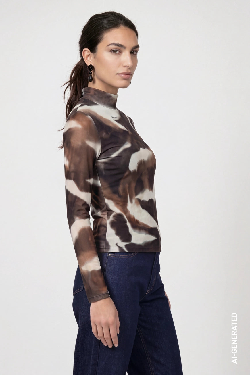 Chocolate pattern top in multi