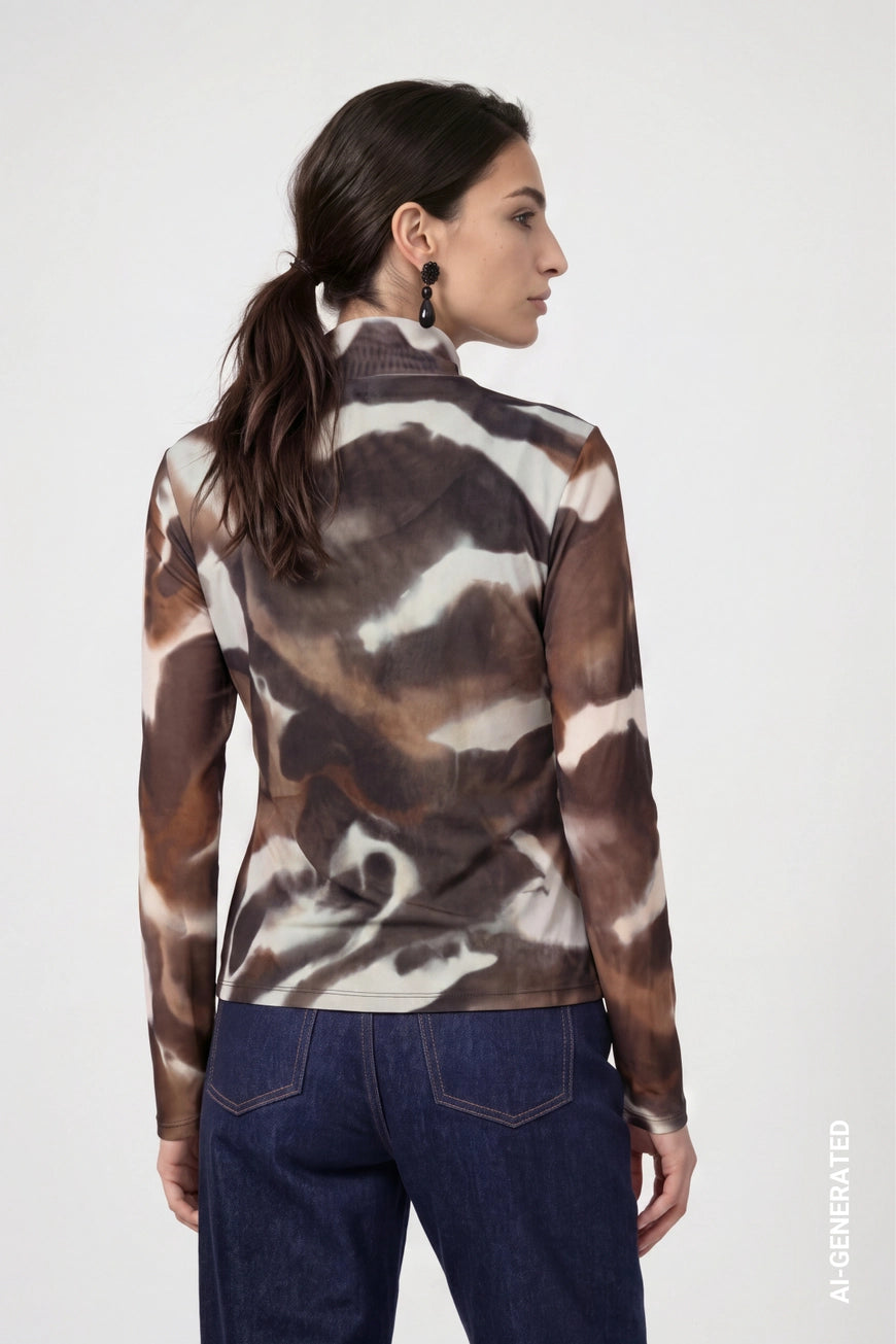Chocolate pattern top in multi