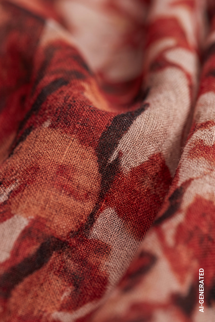Printed scarf in autumn red