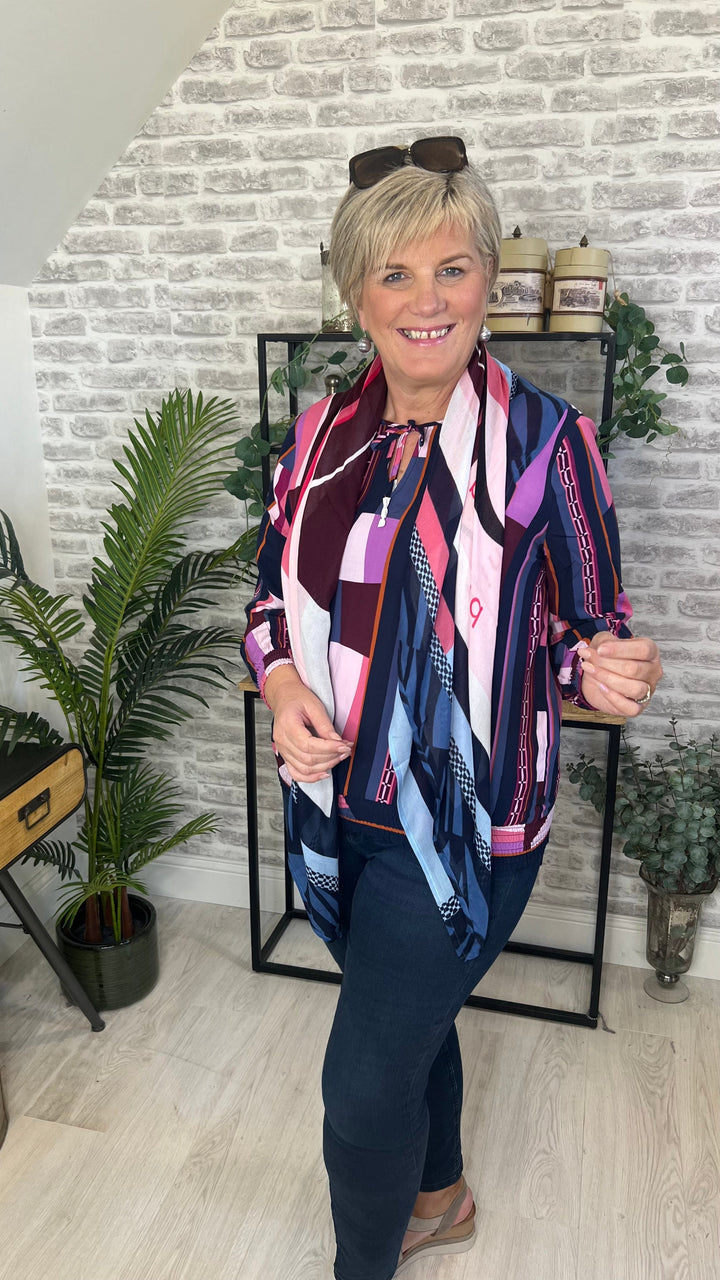 Street One Printed Blouse With Smock Detail In Purple