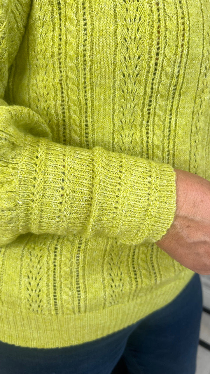 Lily & Me Pointelle Plain Jumper In Lime