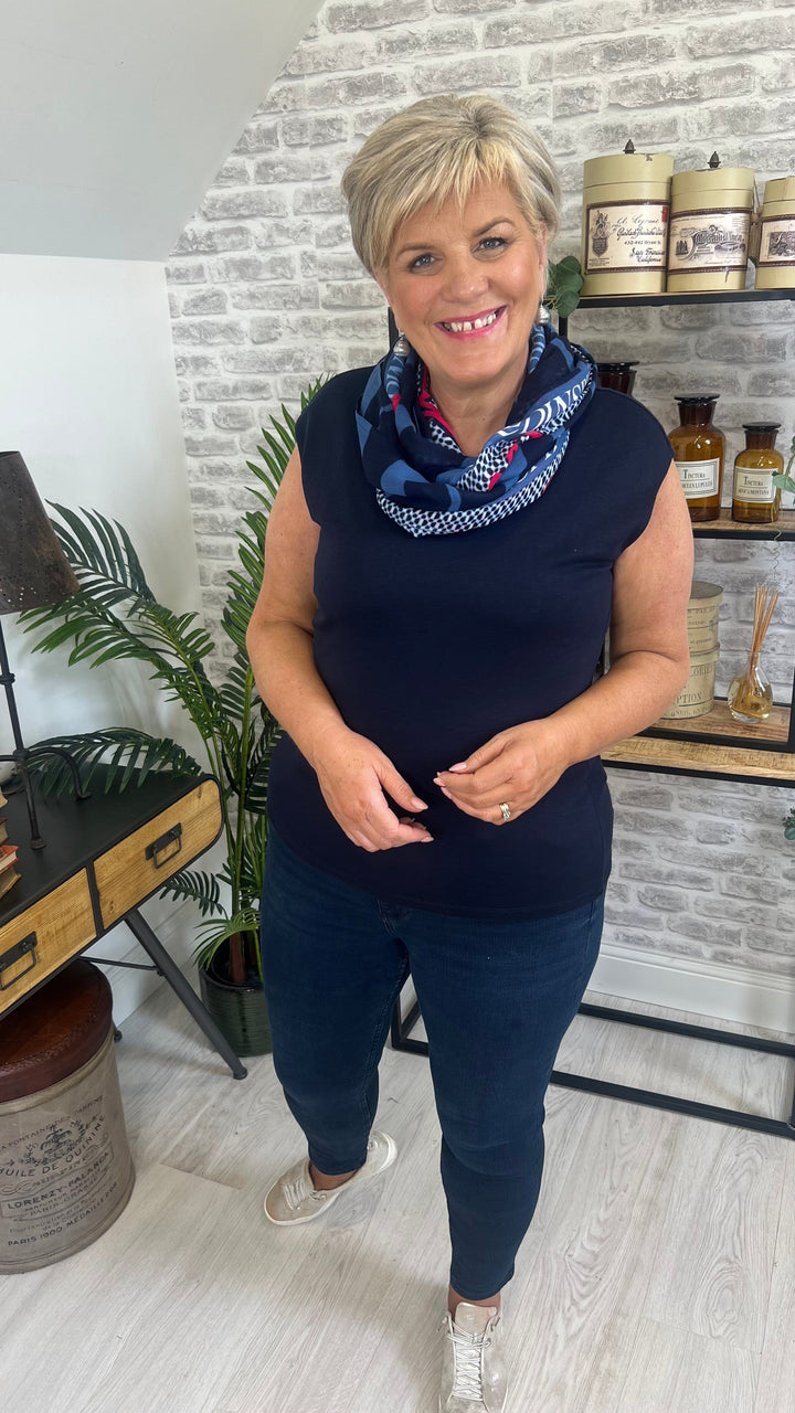 Street One New Neckline Top In Navy