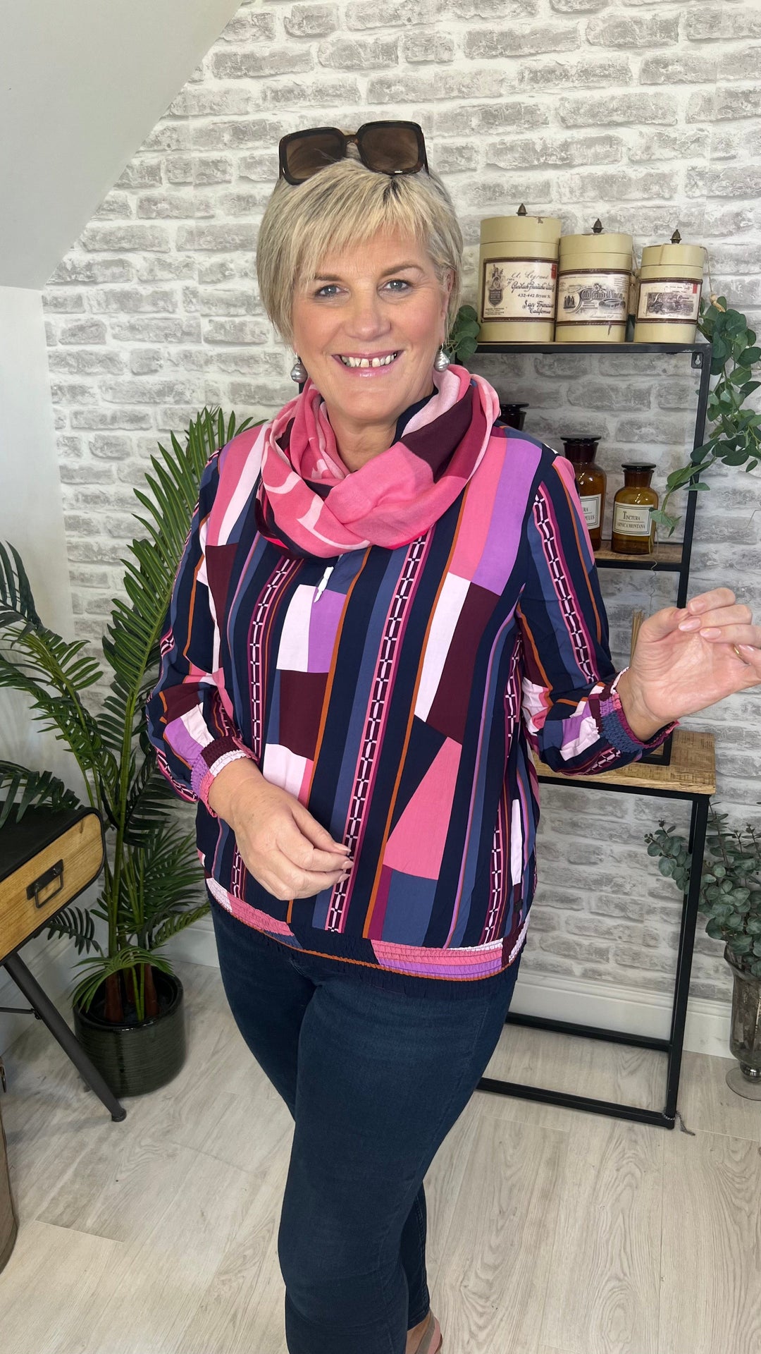 Street One Printed Blouse With Smock Detail In Purple