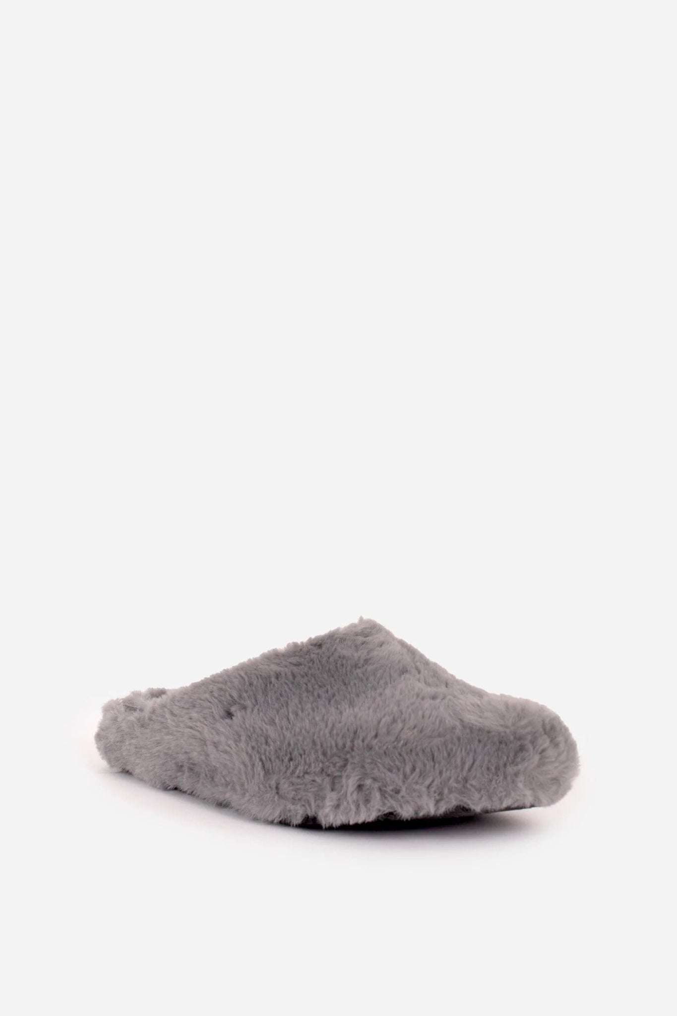 Brakeburn fluffy Slip on slippers in grey - Crabtree Cottage