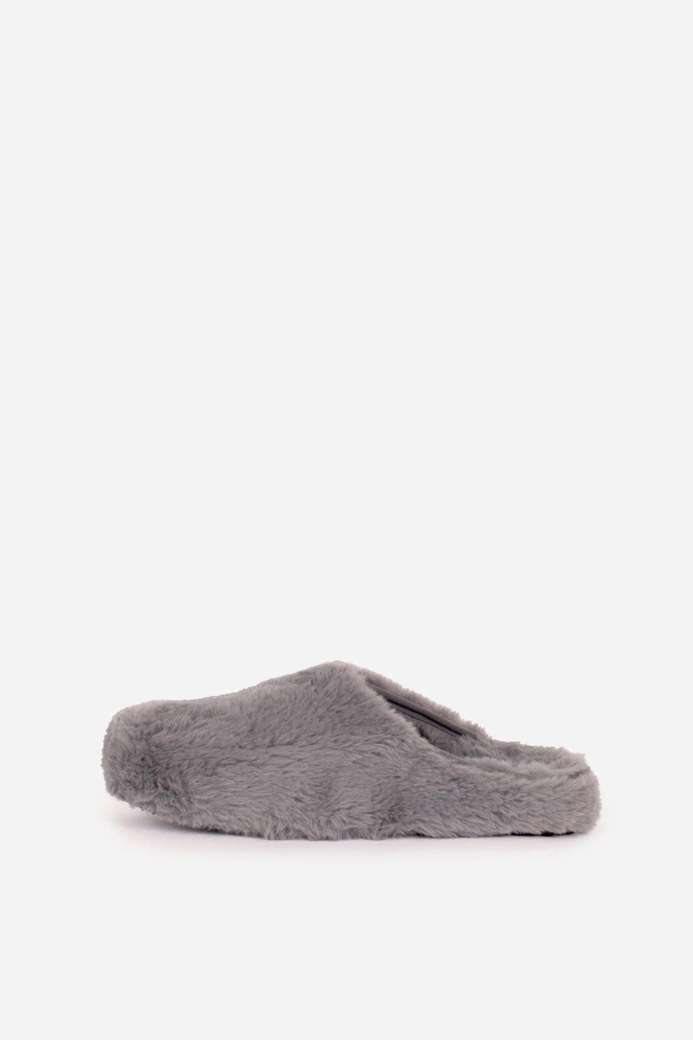 Brakeburn fluffy Slip on slippers in grey - Crabtree Cottage