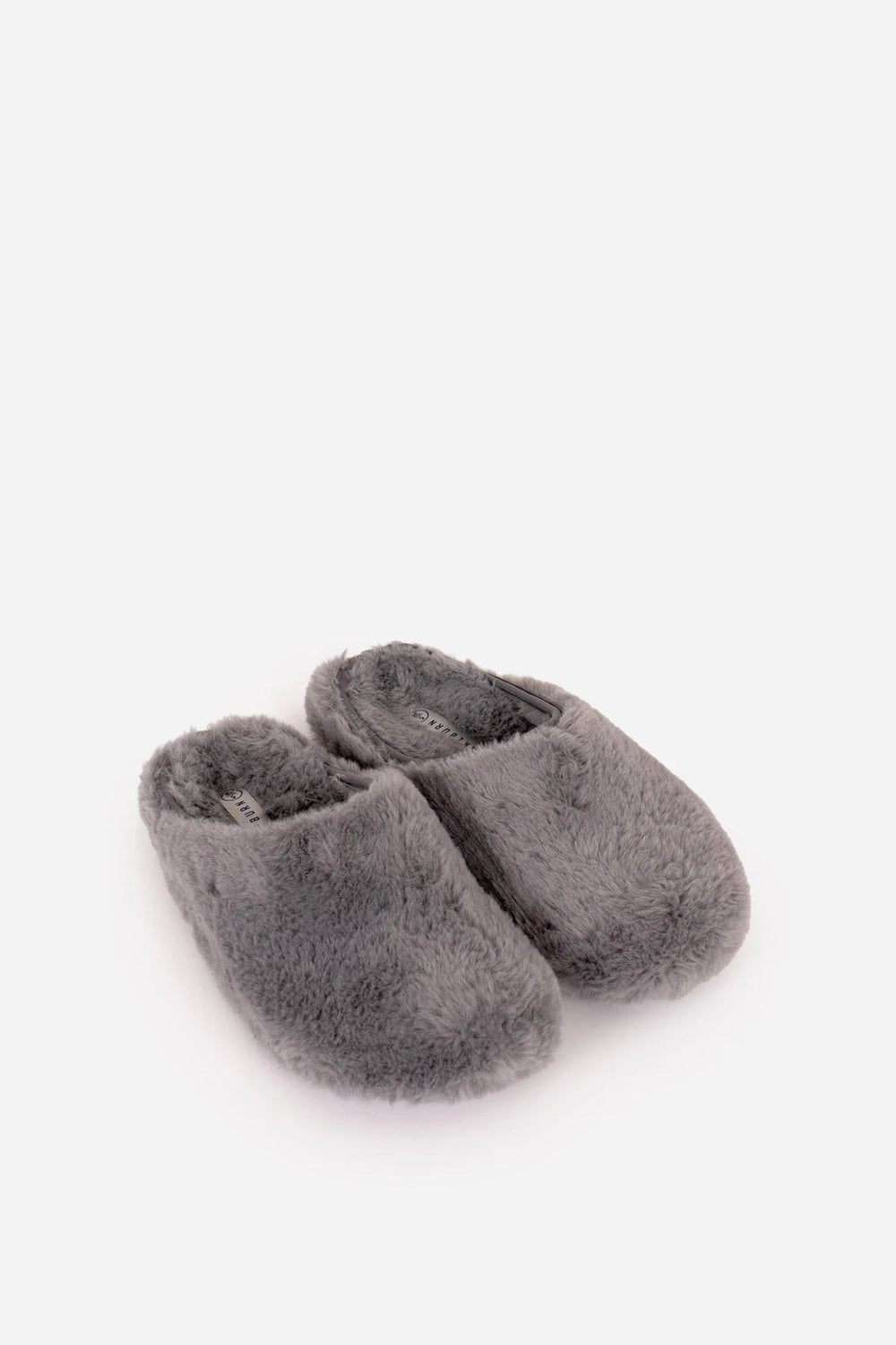 Brakeburn fluffy Slip on slippers in grey - Crabtree Cottage