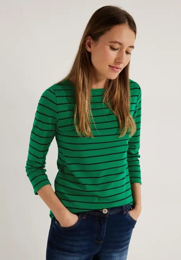 Cecil Boatnet Top With Stripes In Green & Black - Crabtree Cottage