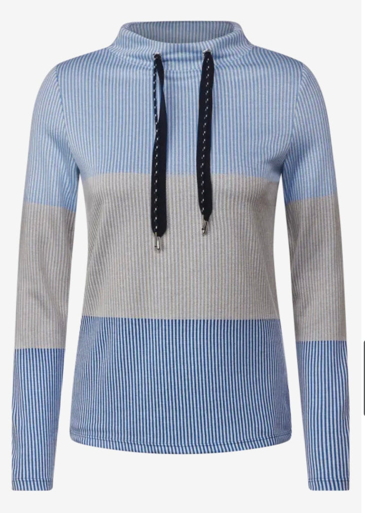 Cecil Colourblock Jacquard Top In Water Blue - Crabtree Cottage