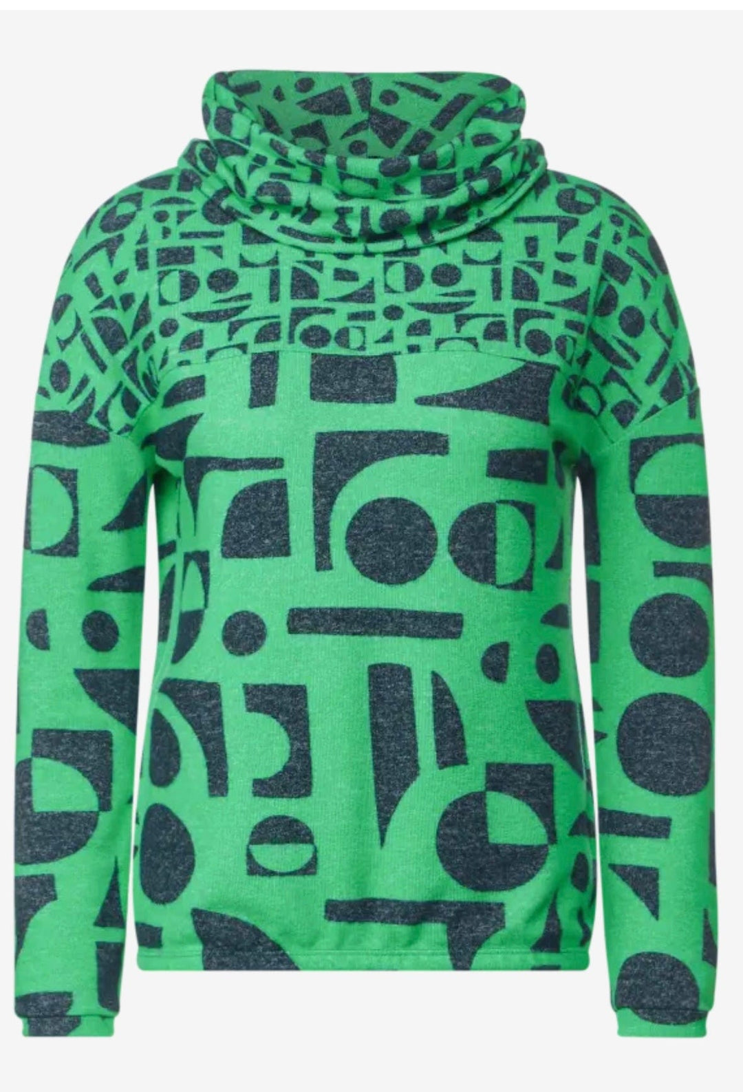 Cecil Cosy Patterned Top In Green Melange - Crabtree Cottage