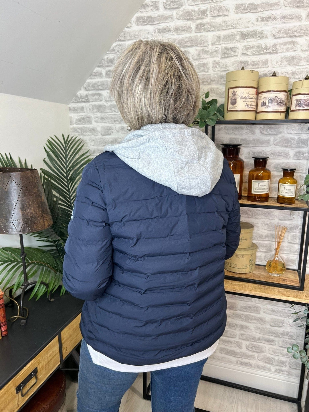 Cecil Hooded Quilted Jacket In Deep Blue - Crabtree Cottage